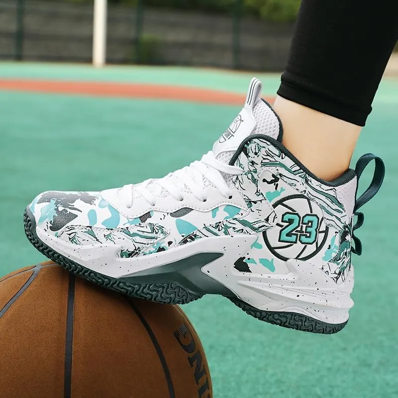Kids Basketball Shoes, Leather Trendy Casual Sports Basketball Shoes Breathable Comfortable Boys Sneakers for Big Kids??