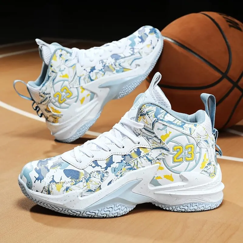 Kids Basketball Shoes, Leather Trendy Casual Sports Basketball Shoes Breathable Comfortable Boys Sneakers for Big Kids??