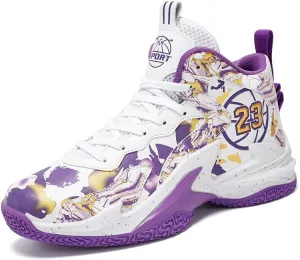 Kids Basketball Shoes, Leather Trendy Casual Sports Basketball Shoes Breathable Comfortable Boys Sneakers for Big Kids??