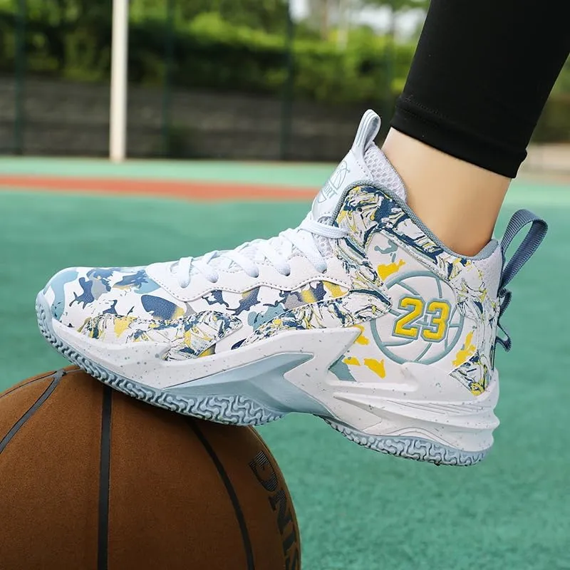 Kids Basketball Shoes, Leather Trendy Casual Sports Basketball Shoes Breathable Comfortable Boys Sneakers for Big Kids??