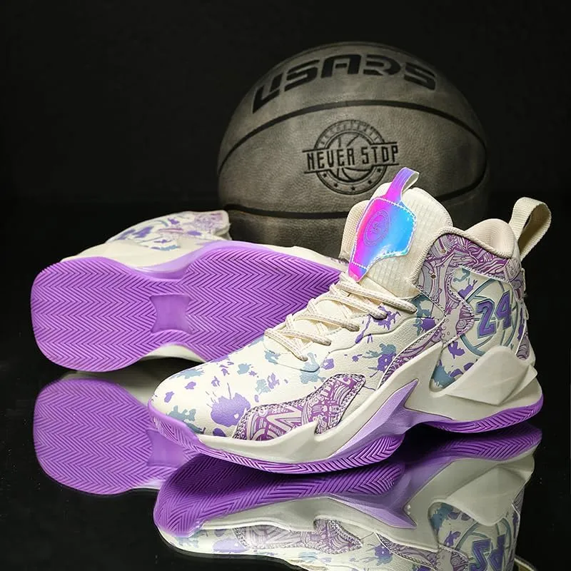 Kids Basketball Shoes, Leather Trendy Casual Sports Basketball Shoes Breathable Comfortable Boys Sneakers for Big Kids??