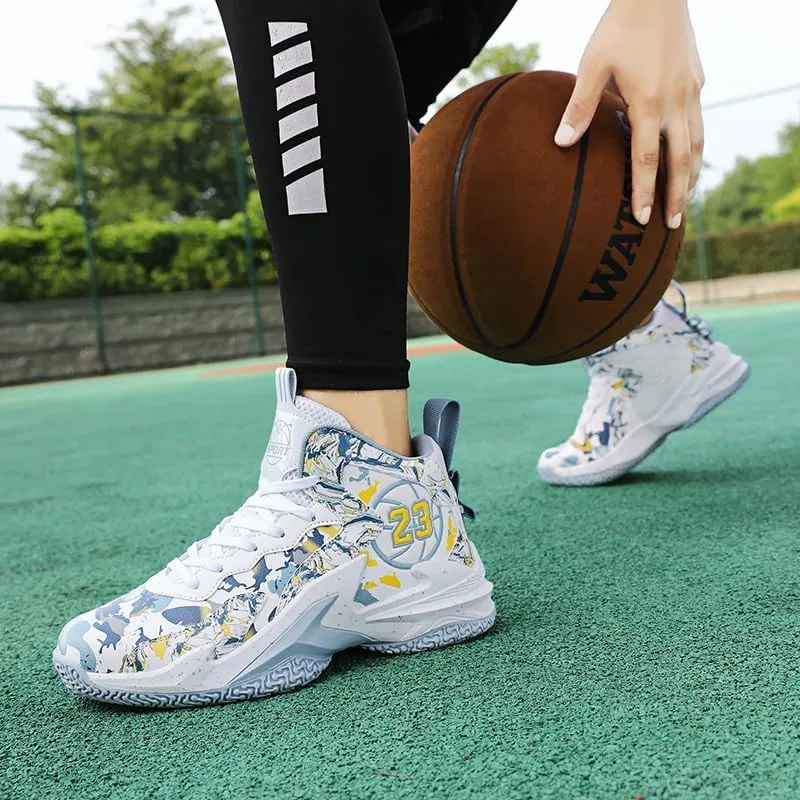 Kids Basketball Shoes, Leather Trendy Casual Sports Basketball Shoes Breathable Comfortable Boys Sneakers for Big Kids??