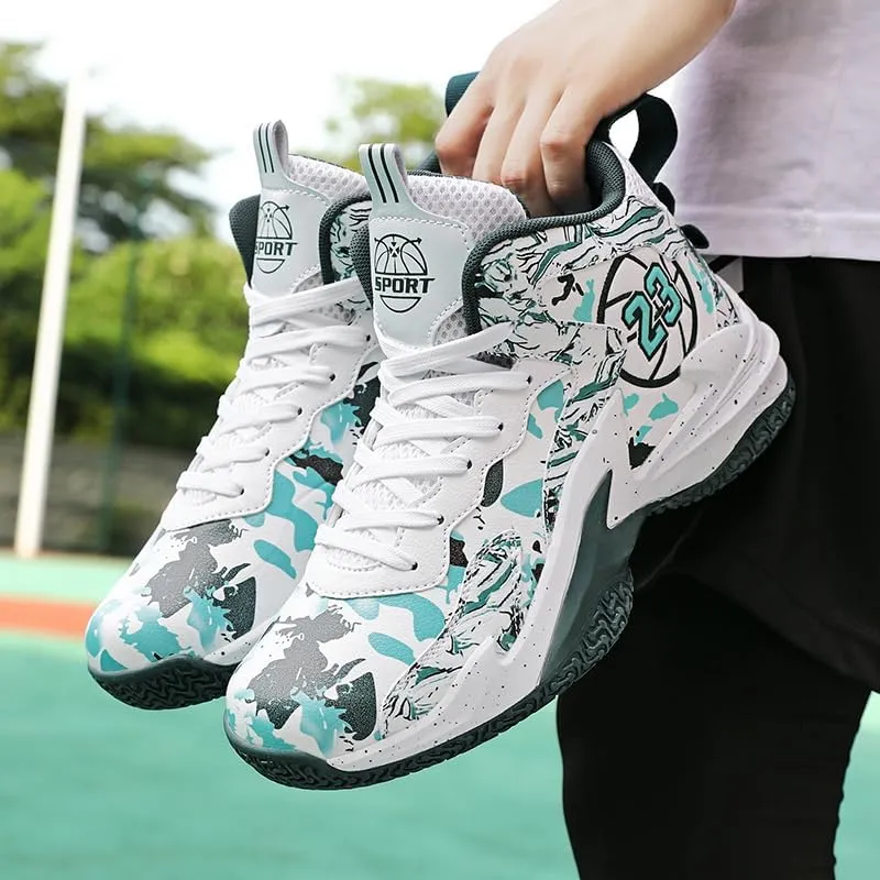 Kids Basketball Shoes, Leather Trendy Casual Sports Basketball Shoes Breathable Comfortable Boys Sneakers for Big Kids??