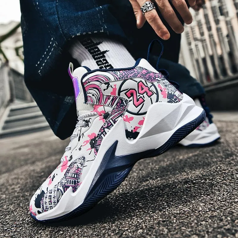 Kids Basketball Shoes, Leather Trendy Casual Sports Basketball Shoes Breathable Comfortable Boys Sneakers for Big Kids??