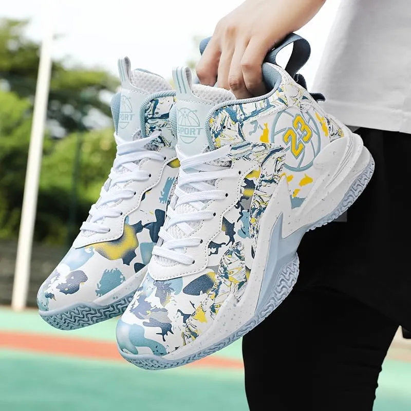 Kids Basketball Shoes, Leather Trendy Casual Sports Basketball Shoes Breathable Comfortable Boys Sneakers for Big Kids??