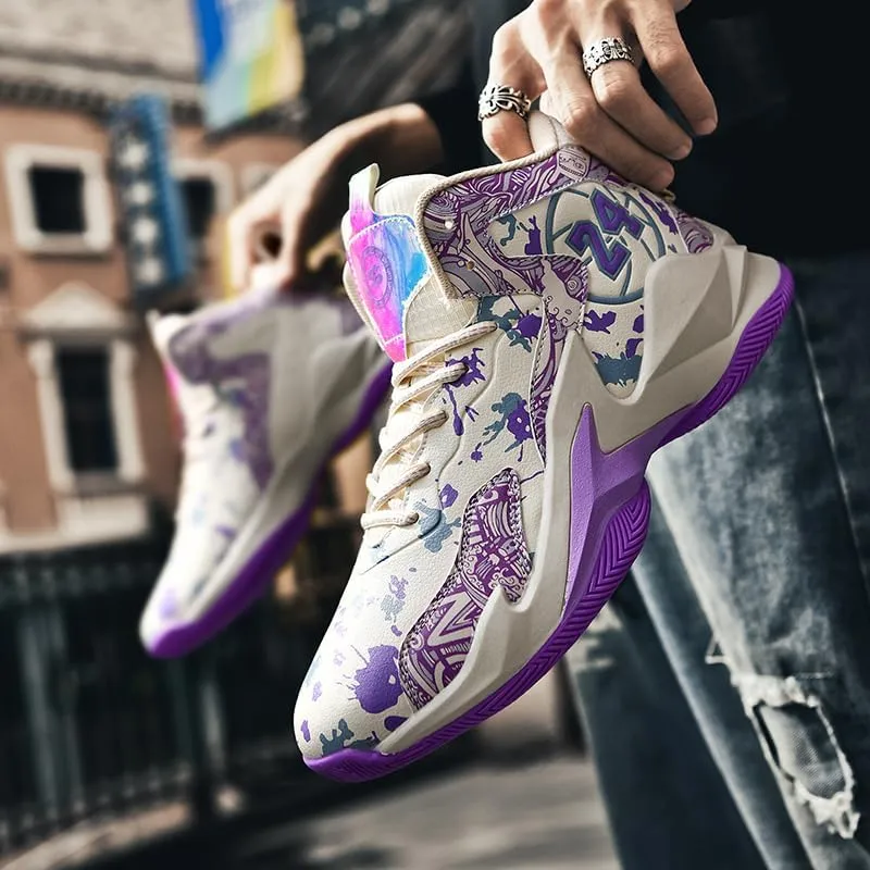 Kids Basketball Shoes, Leather Trendy Casual Sports Basketball Shoes Breathable Comfortable Boys Sneakers for Big Kids??