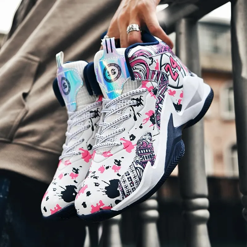 Kids Basketball Shoes, Leather Trendy Casual Sports Basketball Shoes Breathable Comfortable Boys Sneakers for Big Kids??
