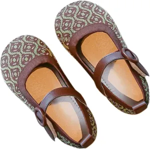 Kids Girls Casual Shoes Spring/Summer Short Heel Ethnic Printing Rubber Sole Birthday gift for 4 month old baby girl