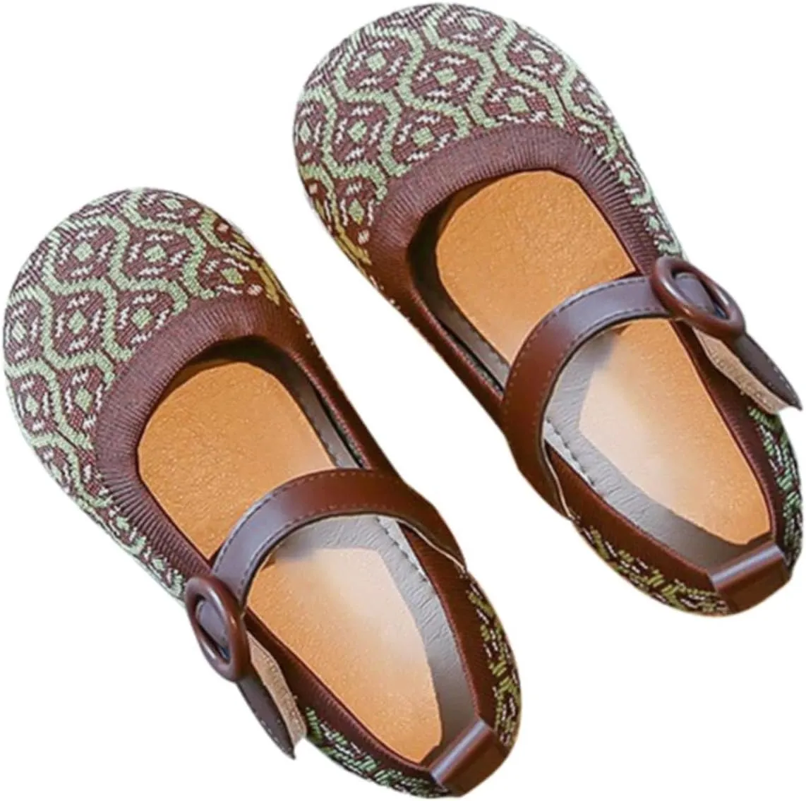 Kids Girls Casual Shoes Spring/Summer Short Heel Ethnic Printing Rubber Sole Birthday gift for 4 month old baby girl