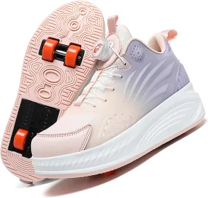 Kids Roller Skate Shoes with Detachable Wheels Fashion Sneakers for Boys & Girls, Outdoor Sports Shoes for Teens