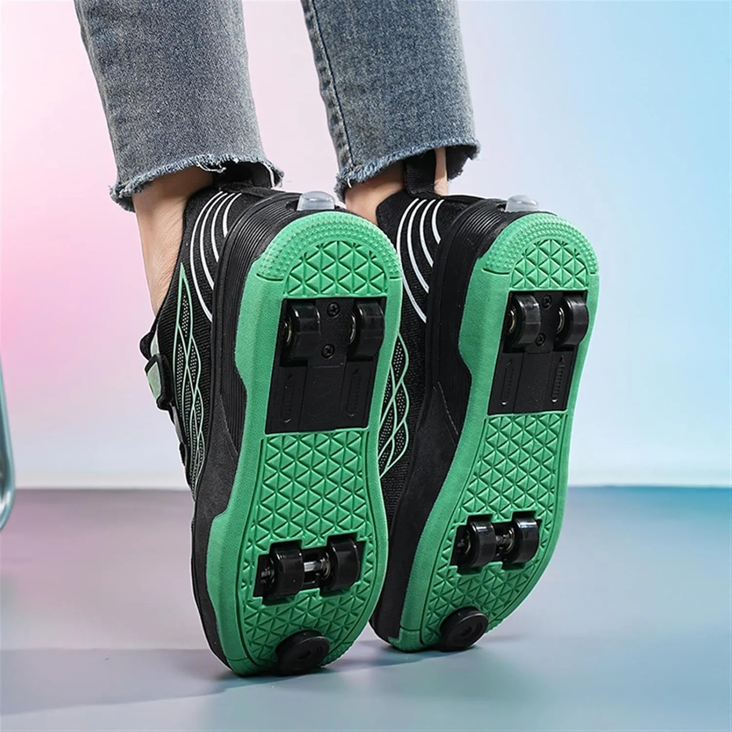 Kids Roller Skate Shoes with Detachable Wheels Fashion Sneakers for Boys & Girls, Outdoor Sports Shoes for Teens