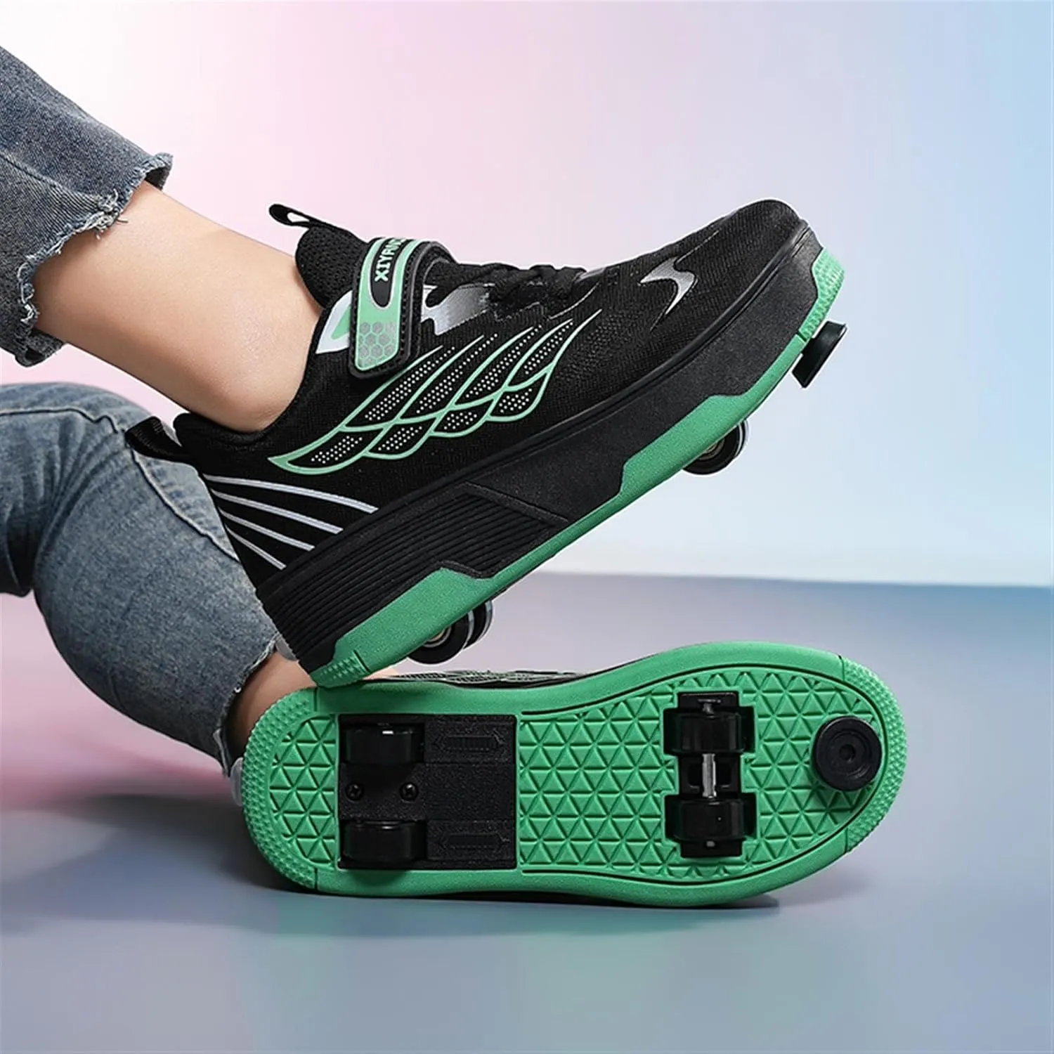 Kids Roller Skate Shoes with Detachable Wheels Fashion Sneakers for Boys & Girls, Outdoor Sports Shoes for Teens