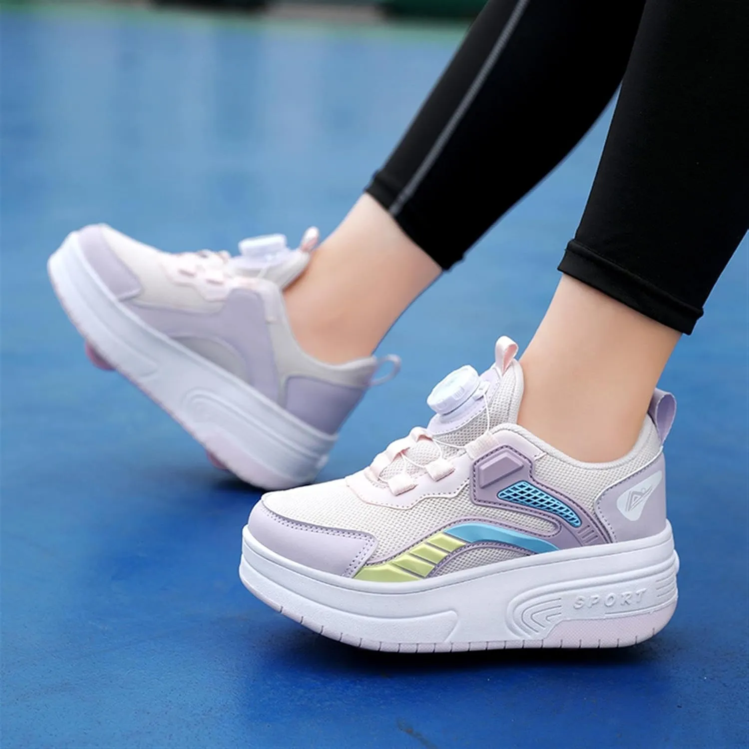 Kids Roller Skate Shoes with Detachable Wheels Fashion Sneakers for Boys & Girls, Outdoor Sports Shoes for Teens