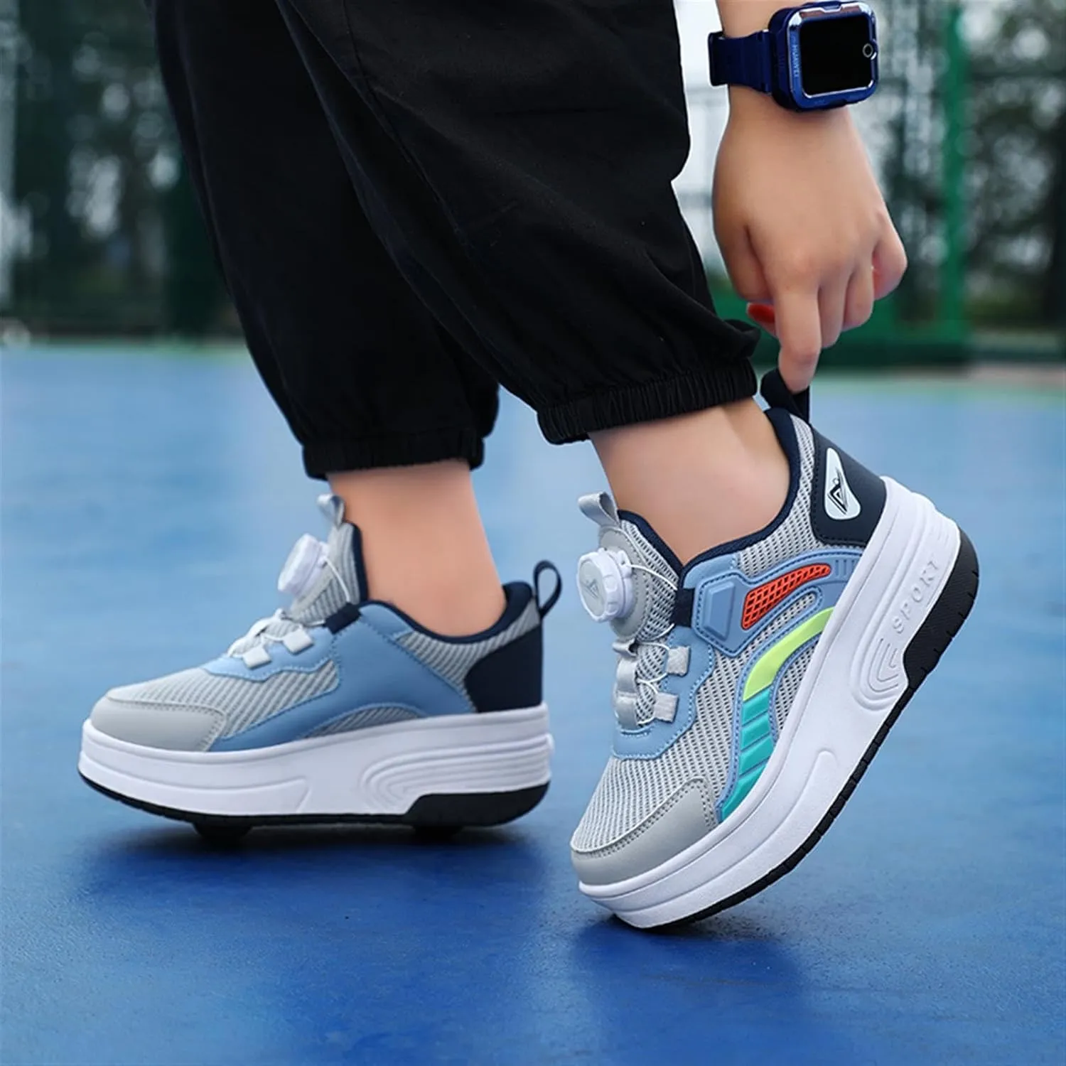 Kids Roller Skate Shoes with Detachable Wheels Fashion Sneakers for Boys & Girls, Outdoor Sports Shoes for Teens