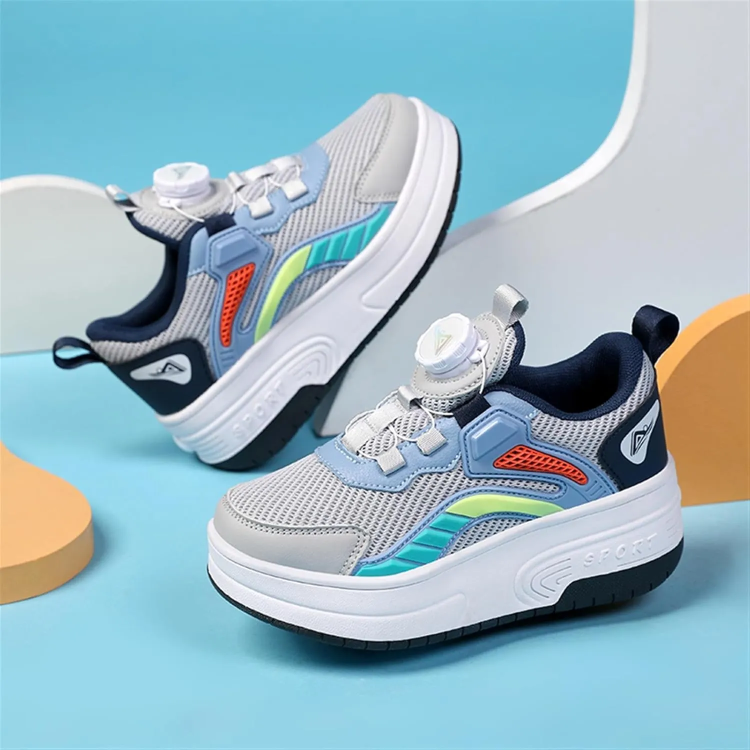 Kids Roller Skate Shoes with Detachable Wheels Fashion Sneakers for Boys & Girls, Outdoor Sports Shoes for Teens
