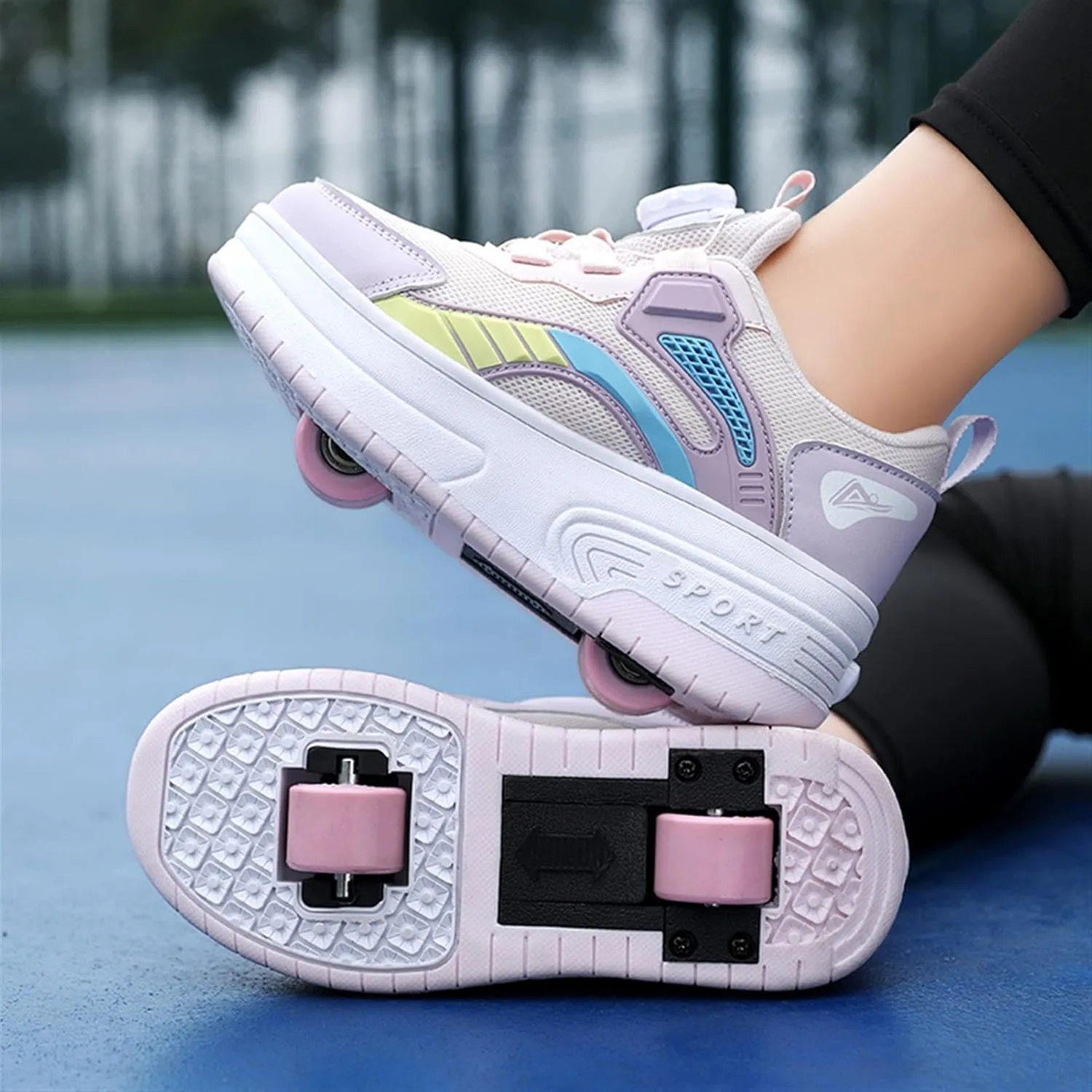 Kids Roller Skate Shoes with Detachable Wheels Fashion Sneakers for Boys & Girls, Outdoor Sports Shoes for Teens