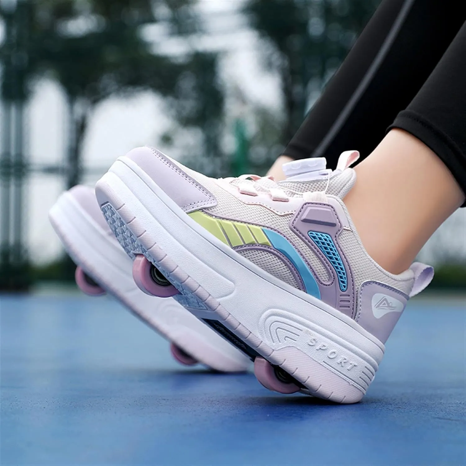 Kids Roller Skate Shoes with Detachable Wheels Fashion Sneakers for Boys & Girls, Outdoor Sports Shoes for Teens