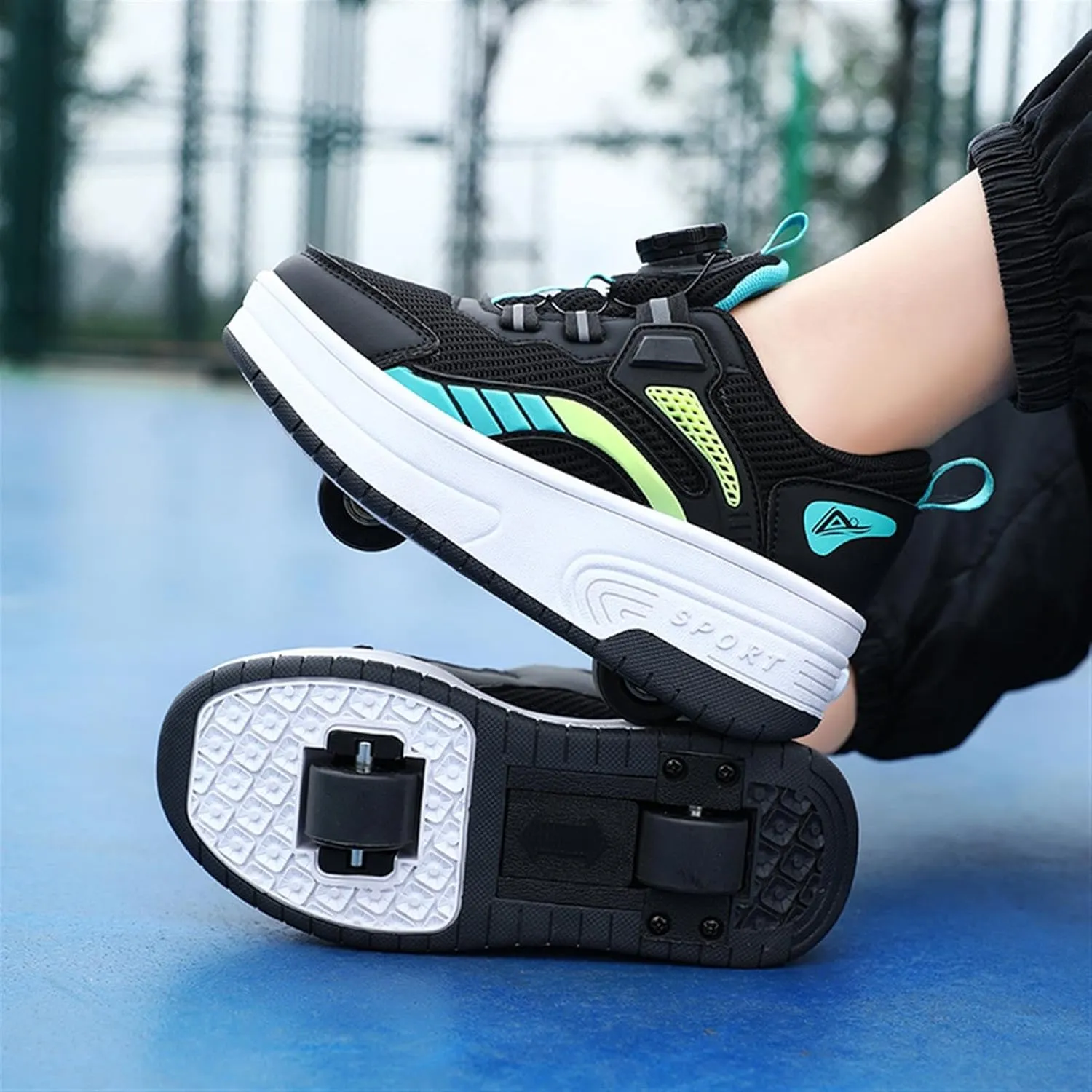 Kids Roller Skate Shoes with Detachable Wheels Fashion Sneakers for Boys & Girls, Outdoor Sports Shoes for Teens