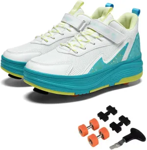 Kids Roller Skate Shoes with Detachable Wheels Fashion Sneakers for Boys & Girls, Outdoor Sports Shoes for Teens