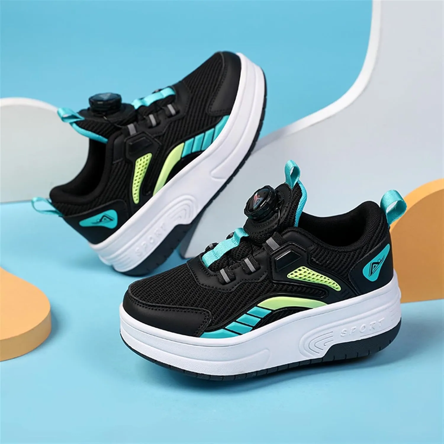 Kids Roller Skate Shoes with Detachable Wheels Fashion Sneakers for Boys & Girls, Outdoor Sports Shoes for Teens