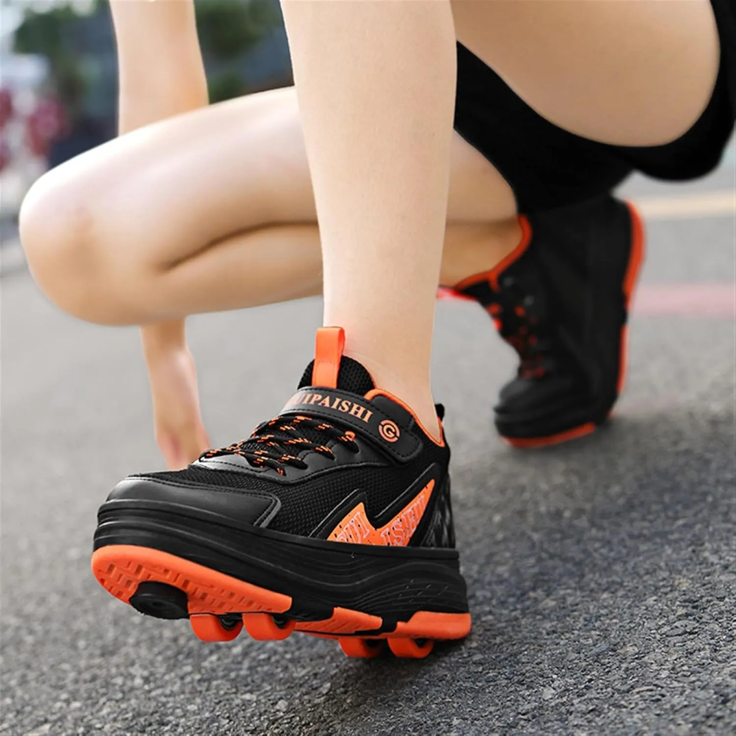Kids Roller Skate Shoes with Detachable Wheels Fashion Sneakers for Boys & Girls, Outdoor Sports Shoes for Teens