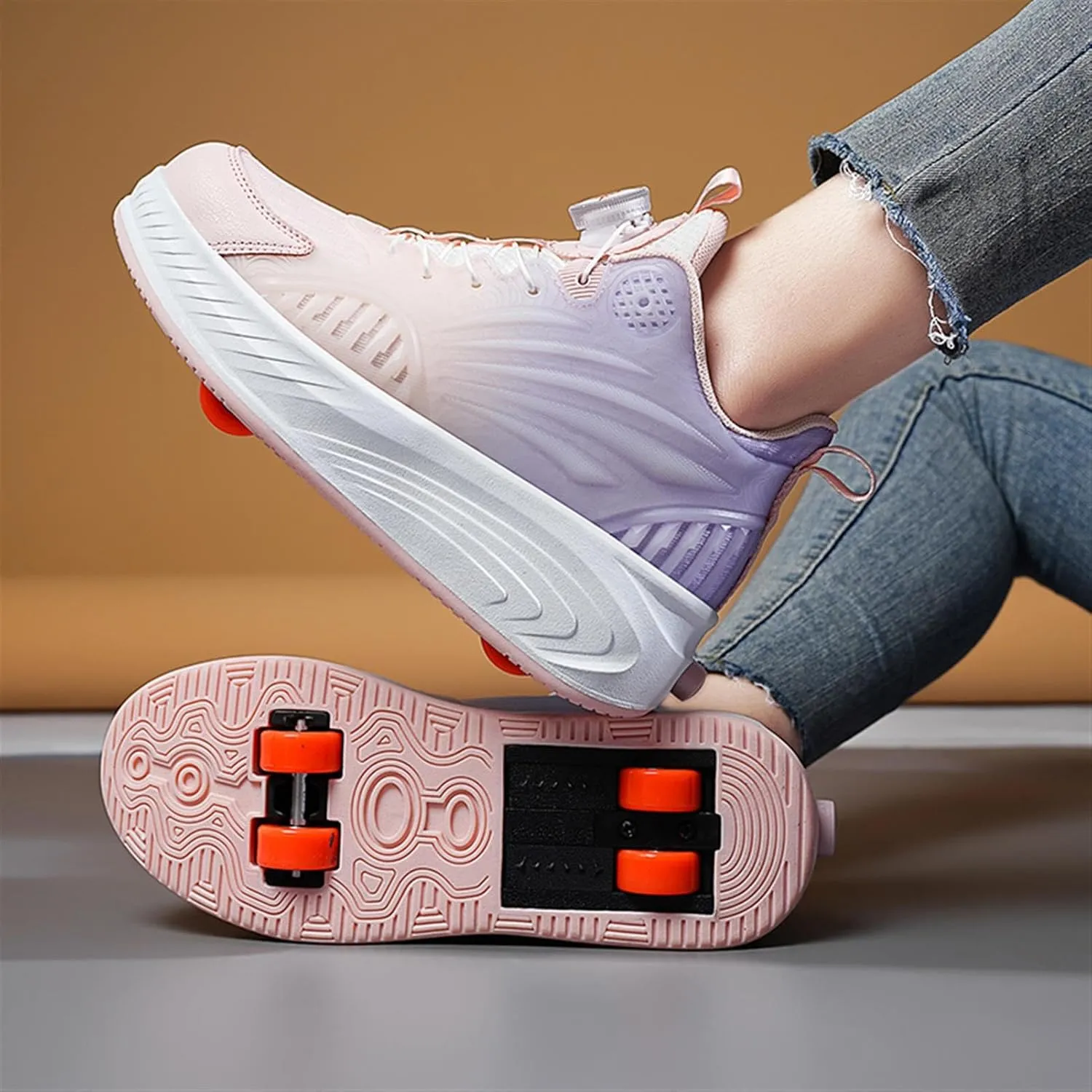 Kids Roller Skate Shoes with Detachable Wheels Fashion Sneakers for Boys & Girls, Outdoor Sports Shoes for Teens