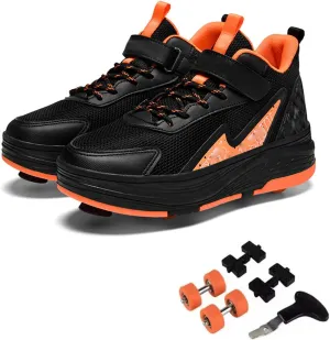Kids Roller Skate Shoes with Detachable Wheels Fashion Sneakers for Boys & Girls, Outdoor Sports Shoes for Teens