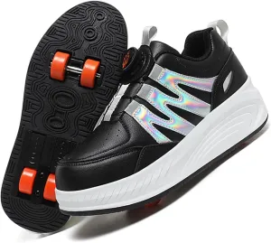 Kids Roller Skate Shoes with Detachable Wheels Fashion Sneakers for Boys & Girls, Outdoor Sports Shoes for Teens