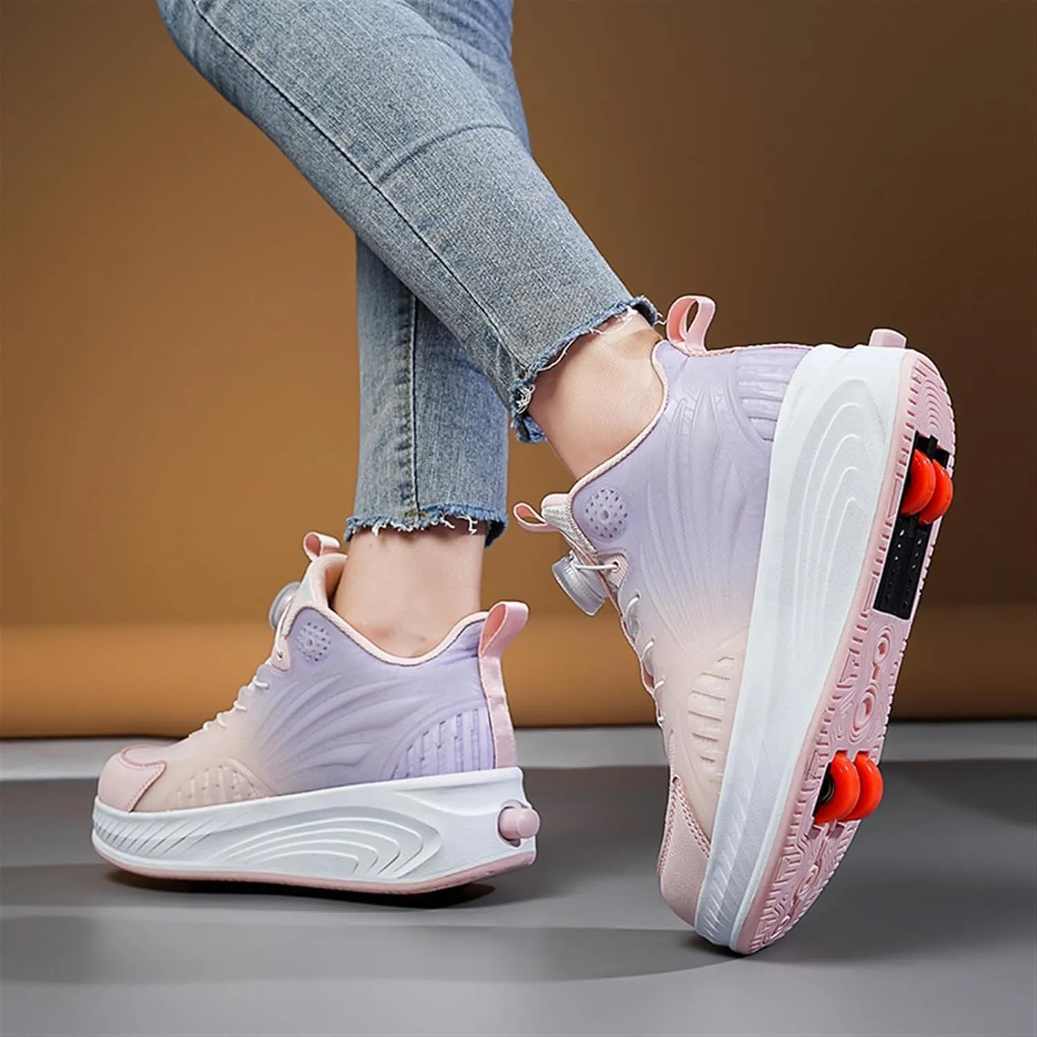 Kids Roller Skate Shoes with Detachable Wheels Fashion Sneakers for Boys & Girls, Outdoor Sports Shoes for Teens