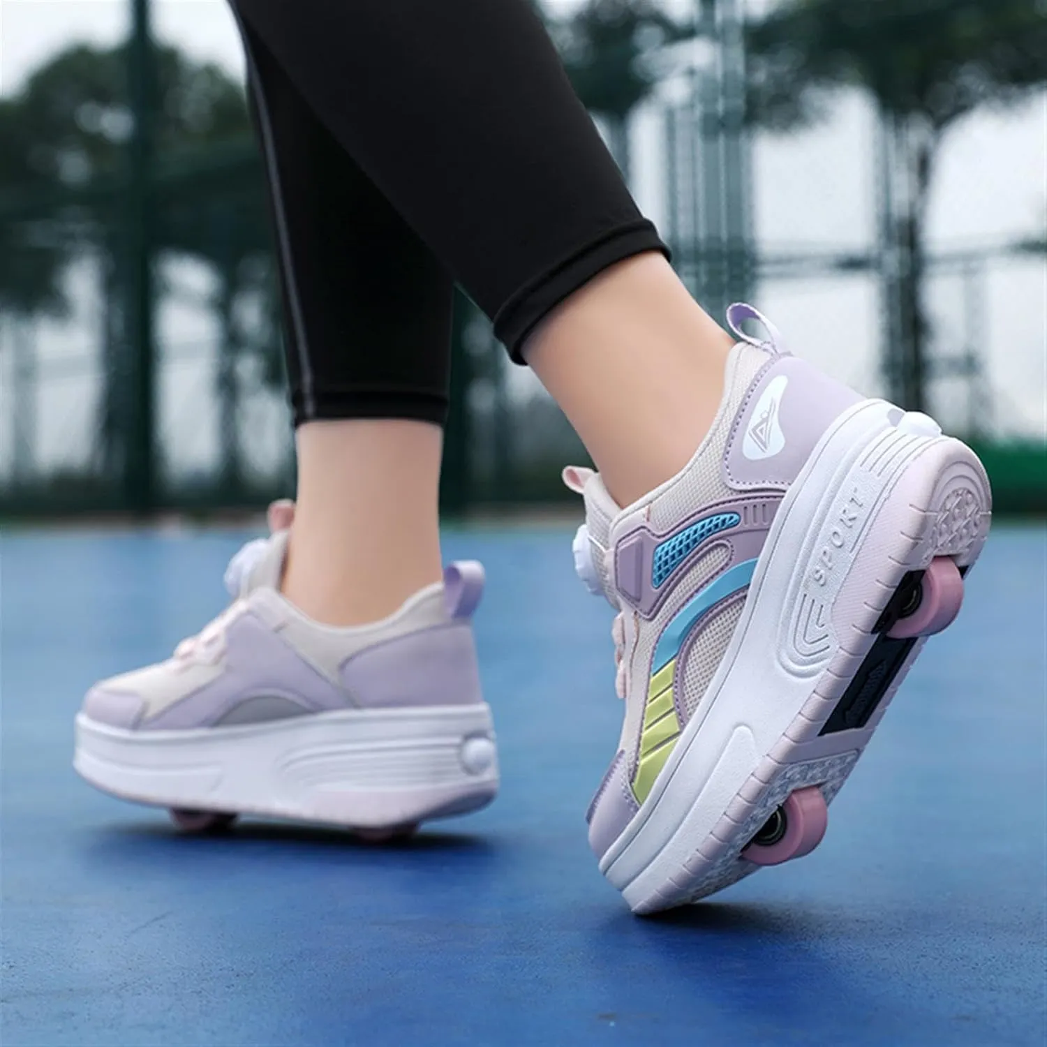 Kids Roller Skate Shoes with Detachable Wheels Fashion Sneakers for Boys & Girls, Outdoor Sports Shoes for Teens