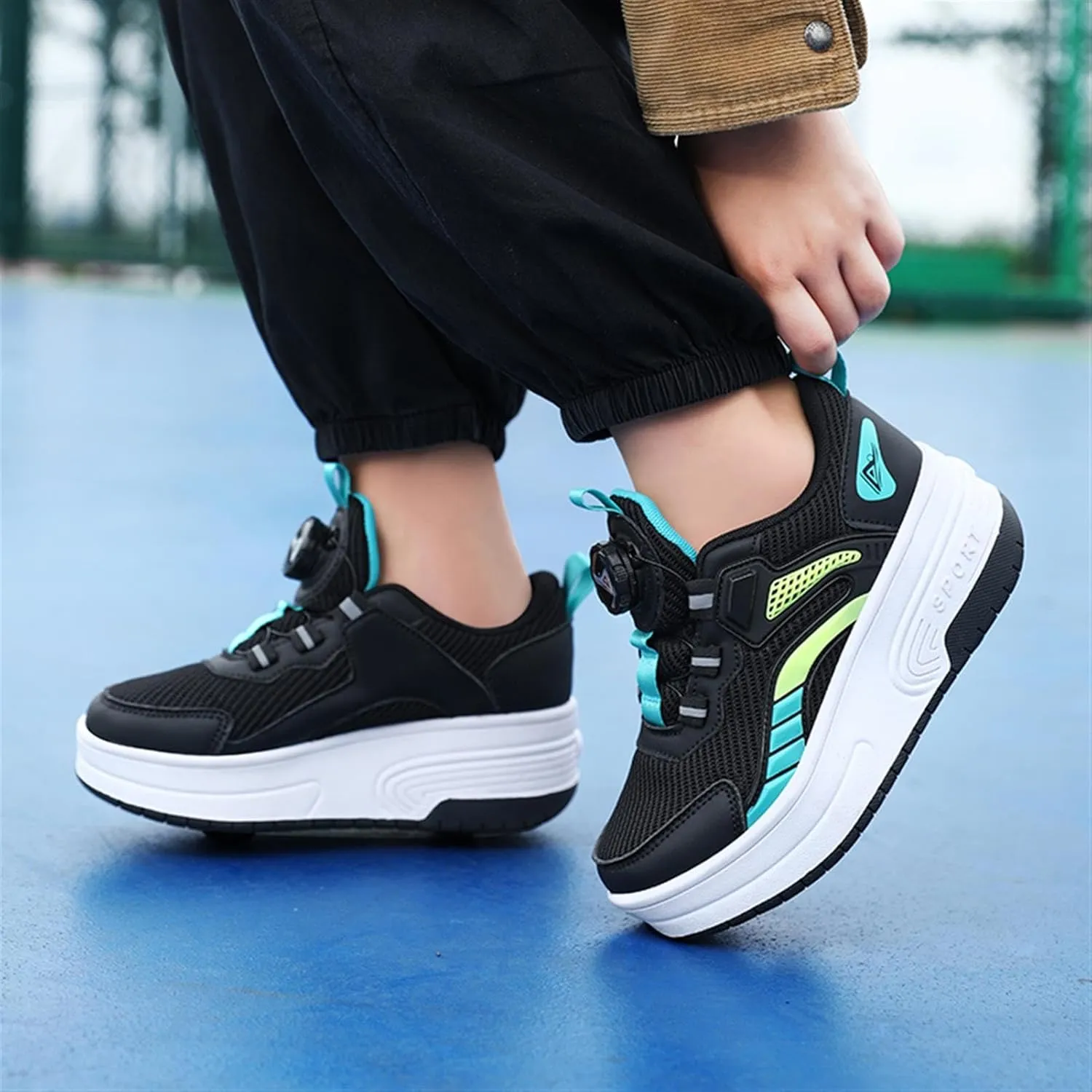Kids Roller Skate Shoes with Detachable Wheels Fashion Sneakers for Boys & Girls, Outdoor Sports Shoes for Teens