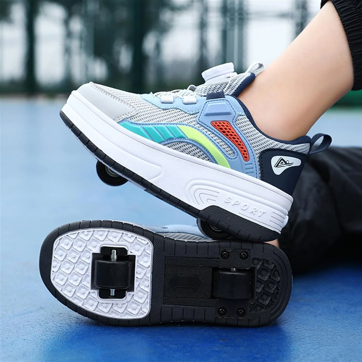 Kids Roller Skate Shoes with Detachable Wheels Fashion Sneakers for Boys & Girls, Outdoor Sports Shoes for Teens