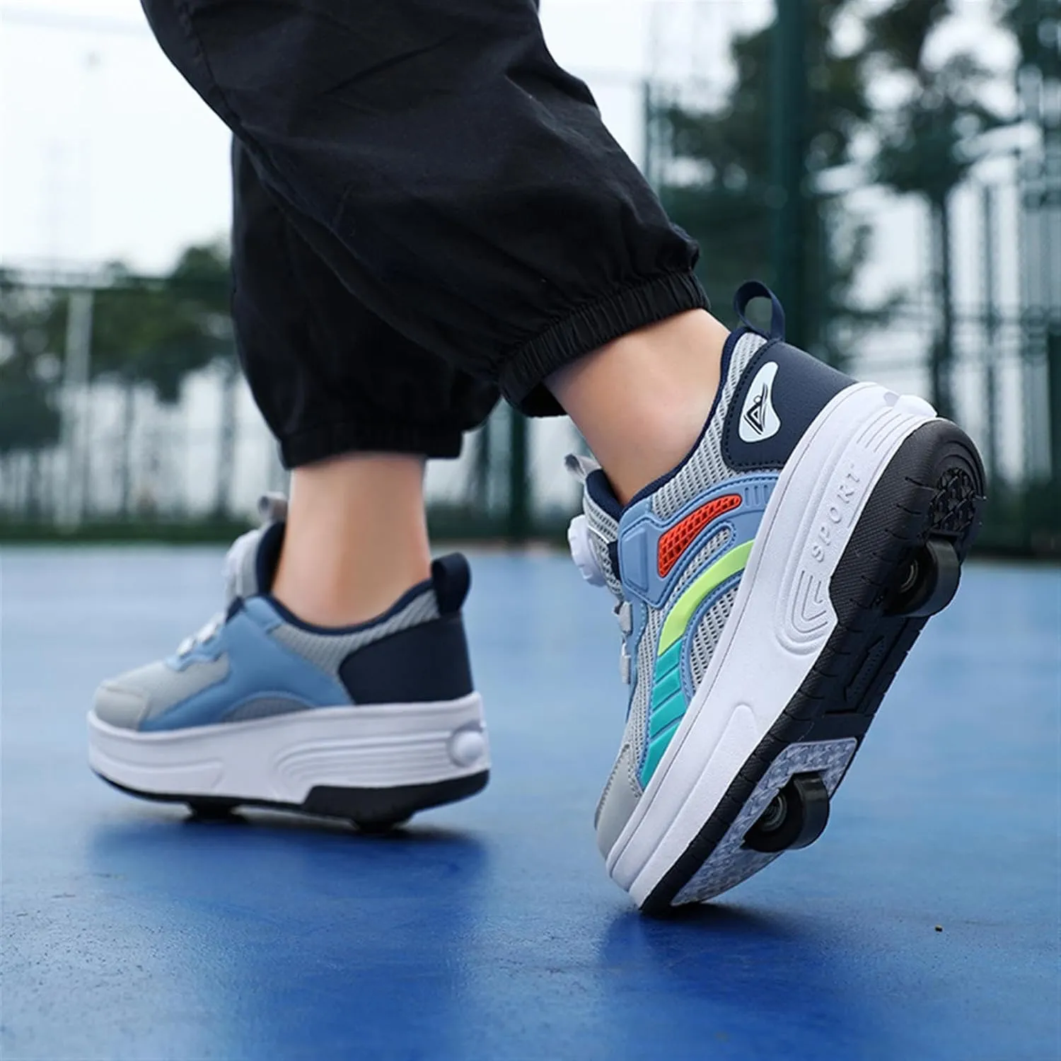 Kids Roller Skate Shoes with Detachable Wheels Fashion Sneakers for Boys & Girls, Outdoor Sports Shoes for Teens