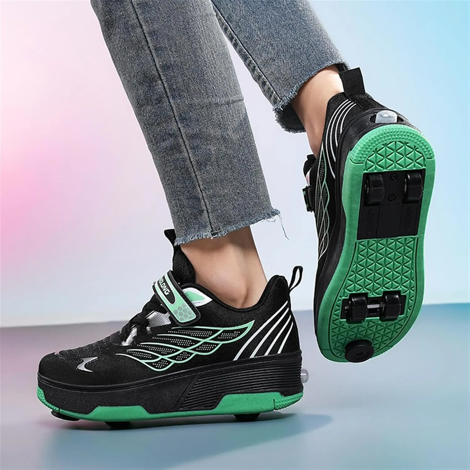 Kids Roller Skate Shoes with Detachable Wheels Fashion Sneakers for Boys & Girls, Outdoor Sports Shoes for Teens