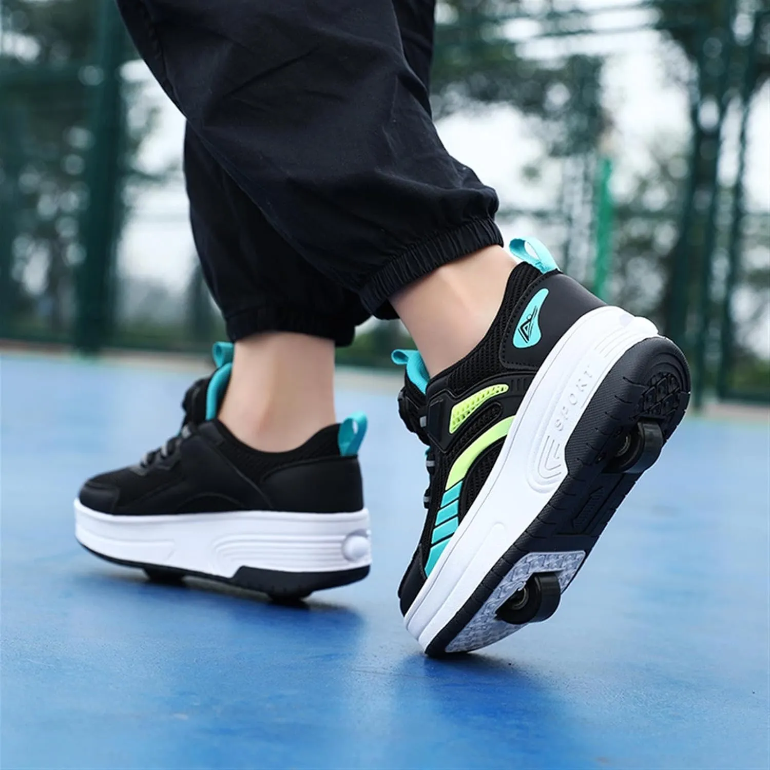 Kids Roller Skate Shoes with Detachable Wheels Fashion Sneakers for Boys & Girls, Outdoor Sports Shoes for Teens