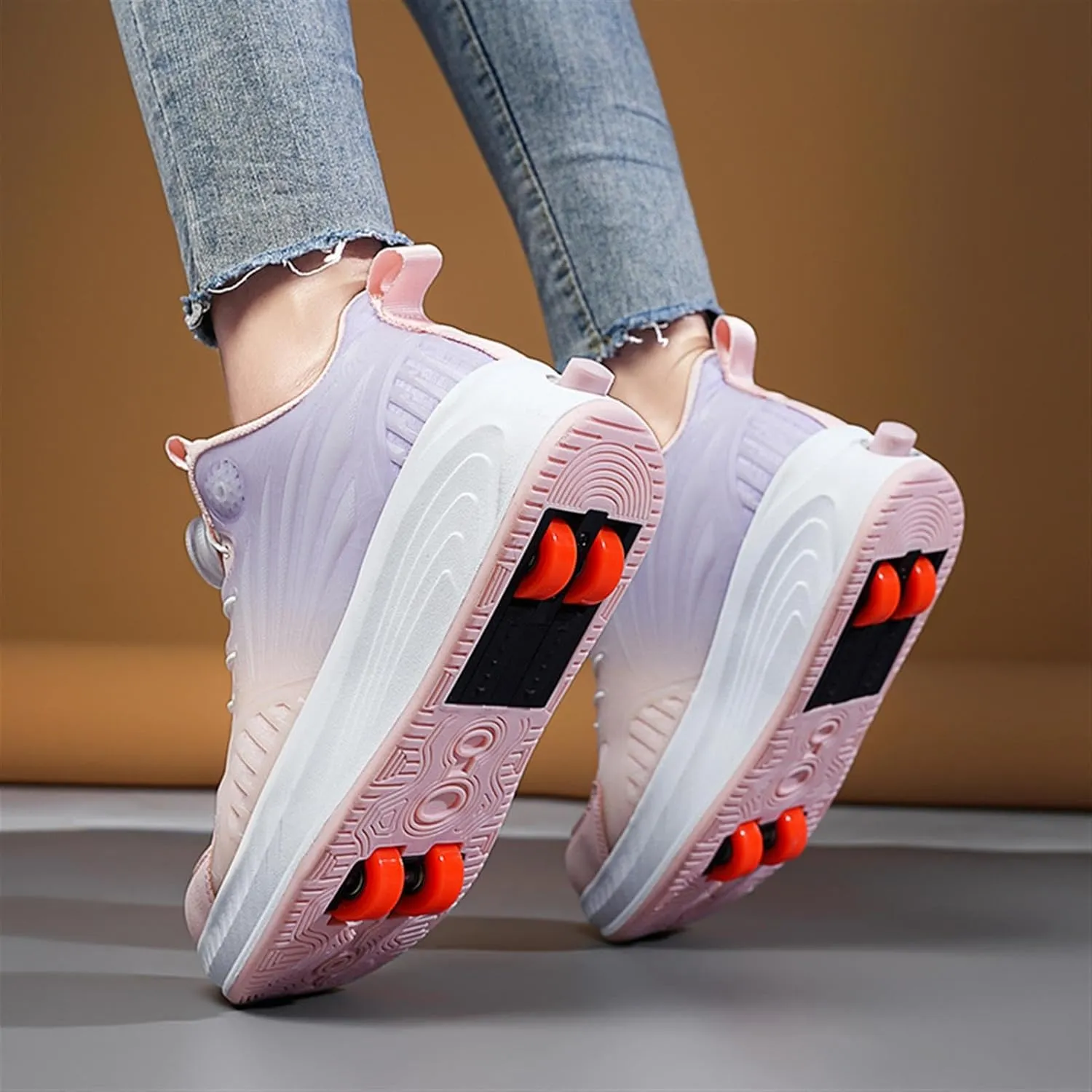 Kids Roller Skate Shoes with Detachable Wheels Fashion Sneakers for Boys & Girls, Outdoor Sports Shoes for Teens