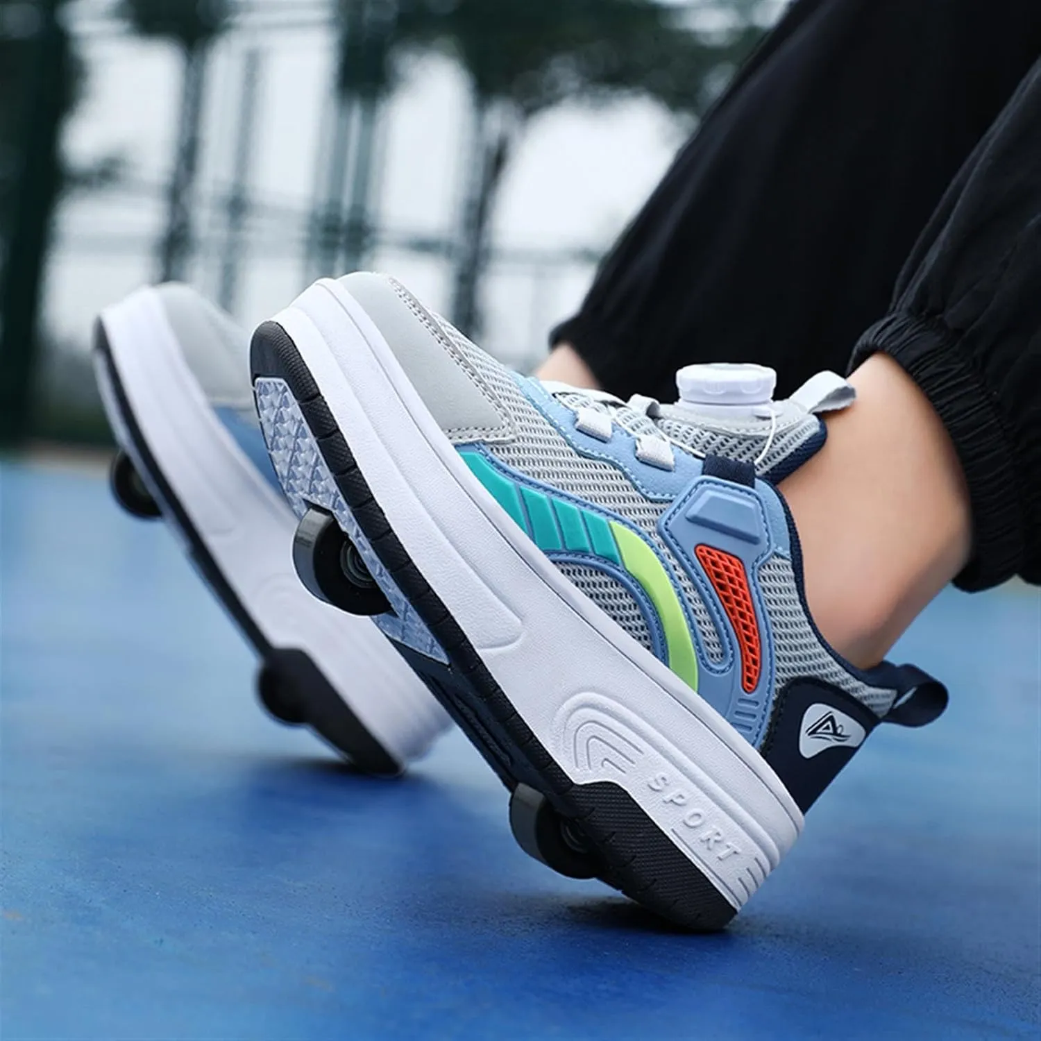 Kids Roller Skate Shoes with Detachable Wheels Fashion Sneakers for Boys & Girls, Outdoor Sports Shoes for Teens