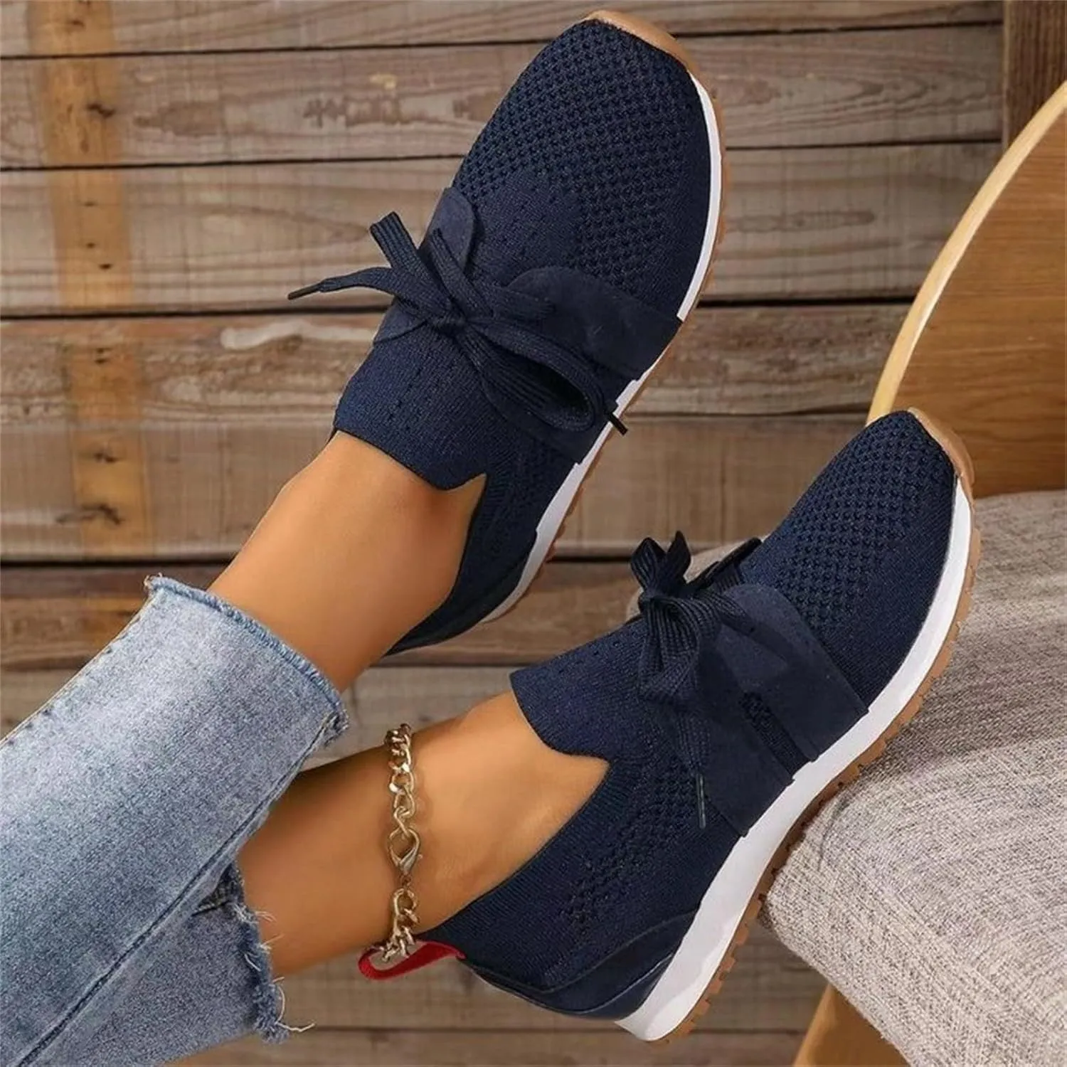 Lausiuoe Slip On Sneakers Women Arch Support Breathable Mesh Walking Shoes Fashion Comfort Running Tennis Gym Workout Shoes