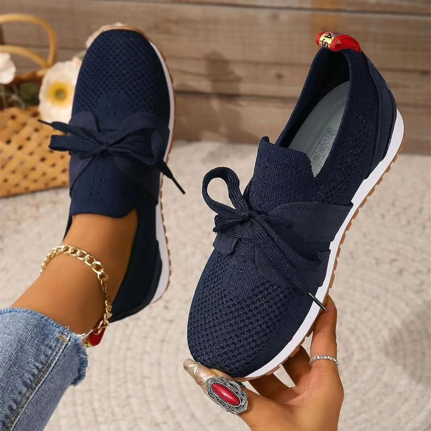 Lausiuoe Slip On Sneakers Women Arch Support Breathable Mesh Walking Shoes Fashion Comfort Running Tennis Gym Workout Shoes