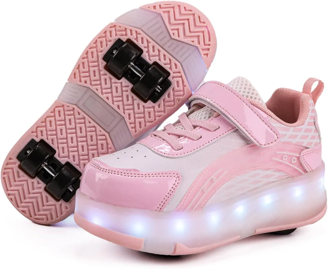 LED Roller Shoes for Kids ?C USB Rechargeable Light-Up Skating Sneakers with Detachable Wheels, Unisex Trendy Cool Street Roller Skates