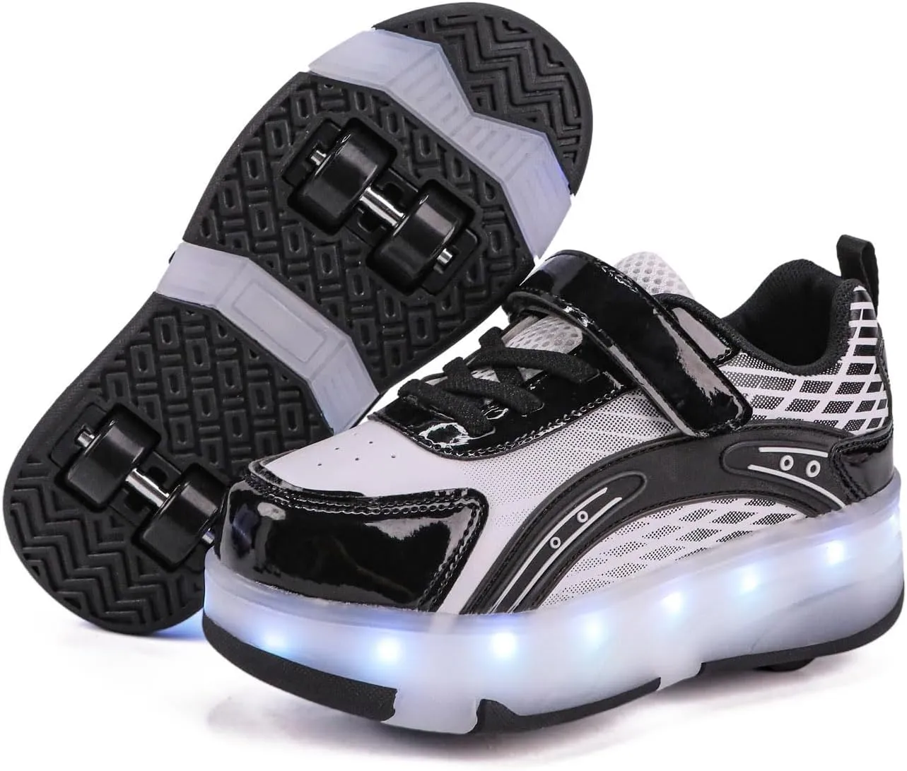 LED Roller Shoes for Kids ?C USB Rechargeable Light-Up Skating Sneakers with Detachable Wheels, Unisex Trendy Cool Street Roller Skates