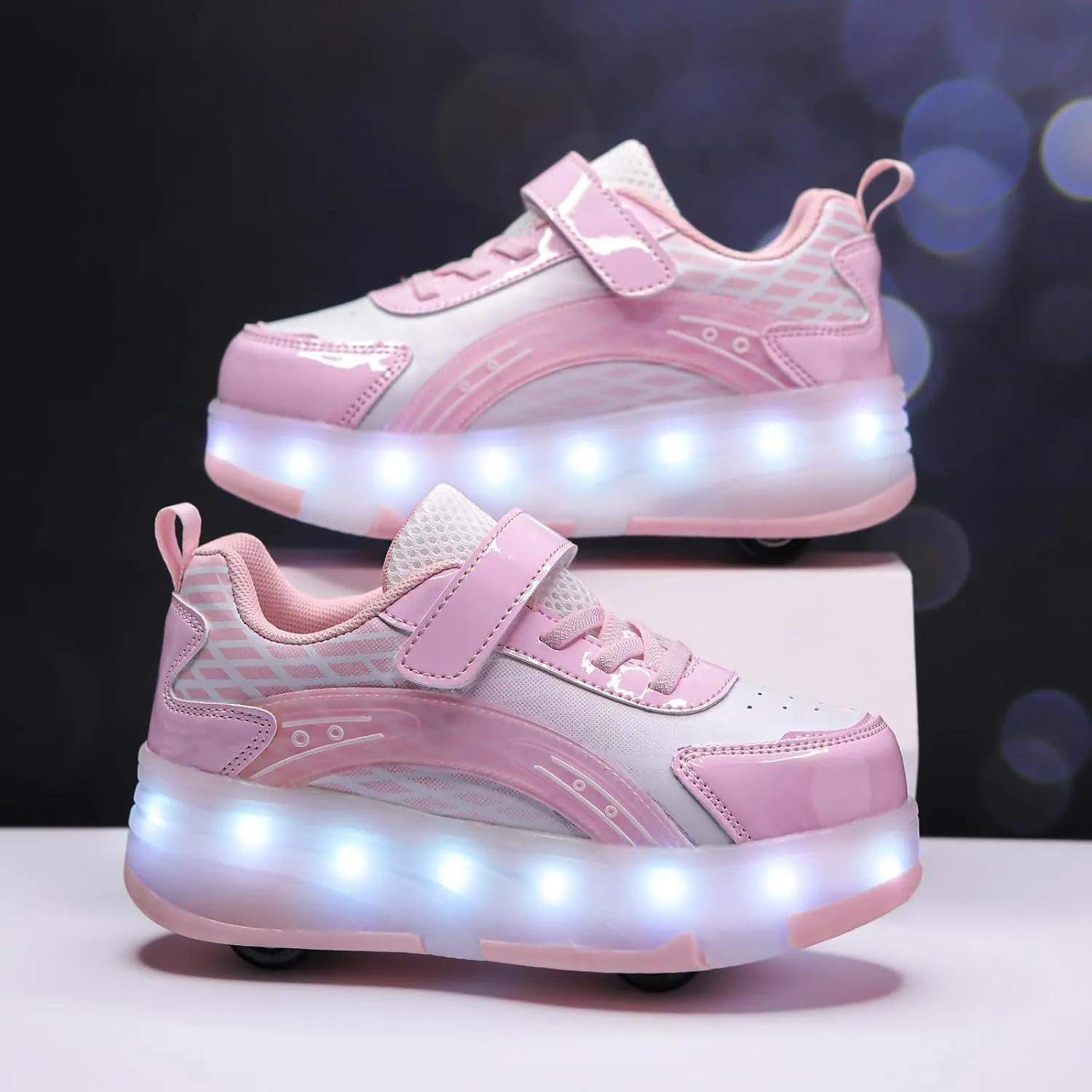 LED Roller Shoes for Kids ?C USB Rechargeable Light-Up Skating Sneakers with Detachable Wheels, Unisex Trendy Cool Street Roller Skates
