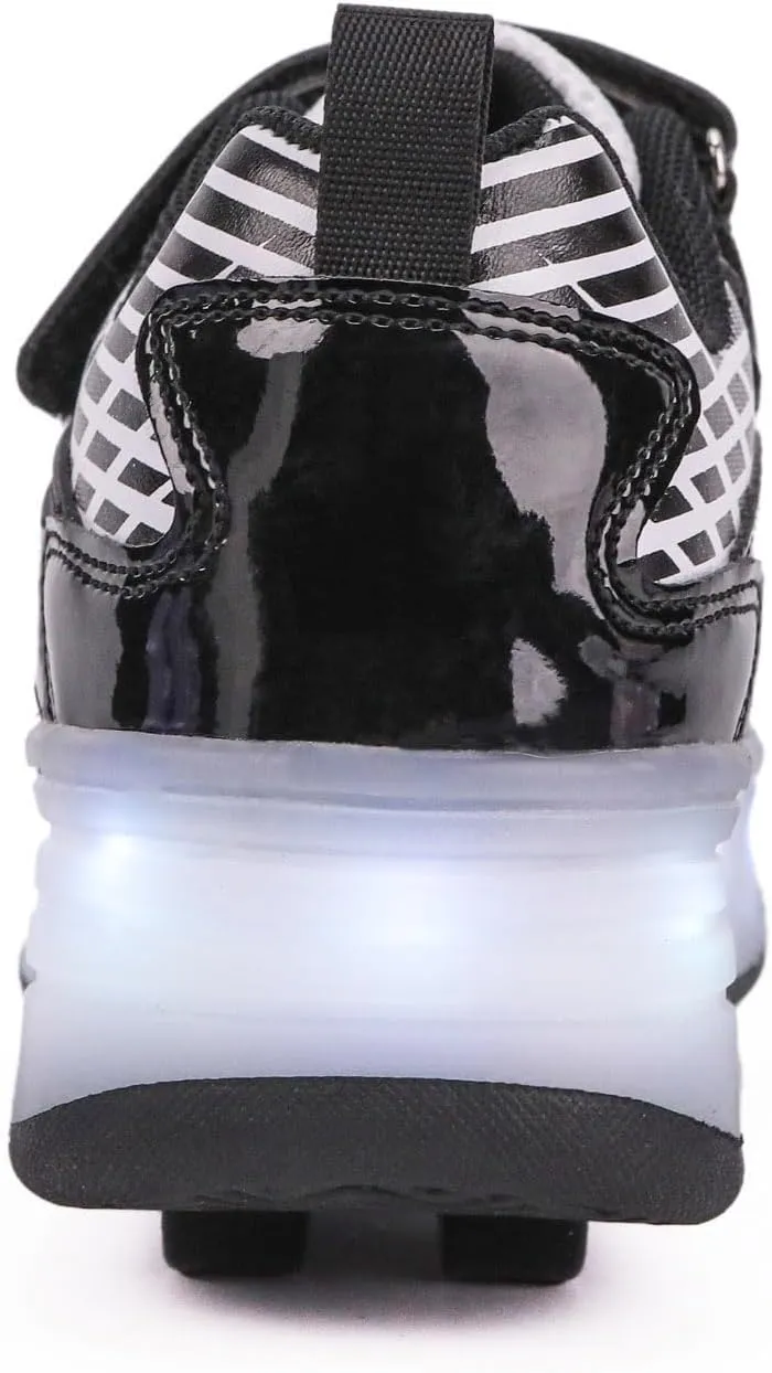 LED Roller Shoes for Kids ?C USB Rechargeable Light-Up Skating Sneakers with Detachable Wheels, Unisex Trendy Cool Street Roller Skates