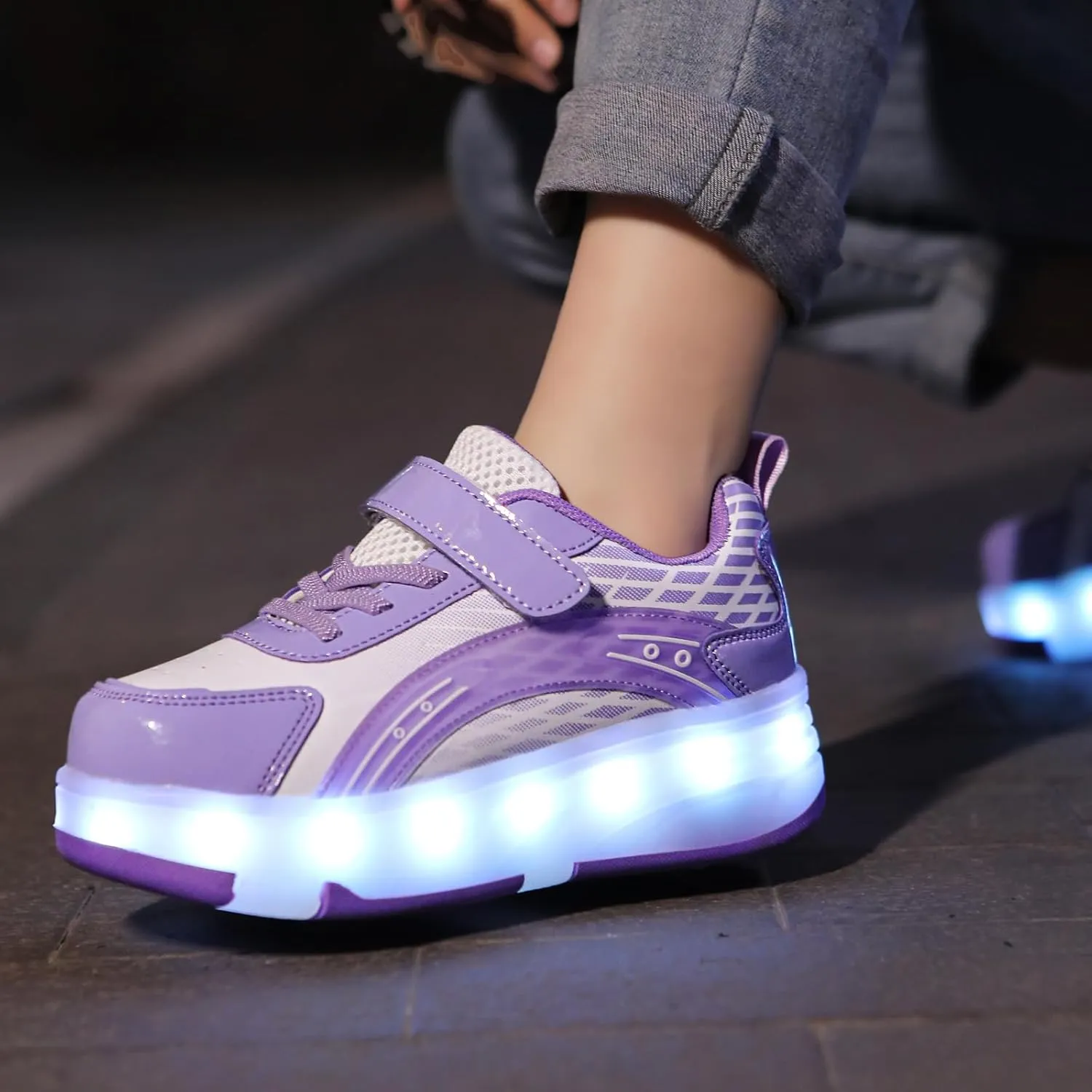 LED Roller Shoes for Kids ?C USB Rechargeable Light-Up Skating Sneakers with Detachable Wheels, Unisex Trendy Cool Street Roller Skates