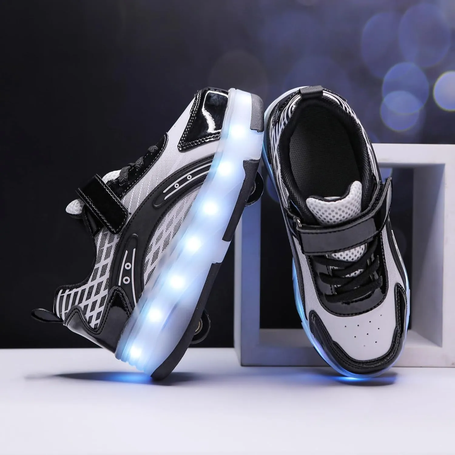 LED Roller Shoes for Kids ?C USB Rechargeable Light-Up Skating Sneakers with Detachable Wheels, Unisex Trendy Cool Street Roller Skates
