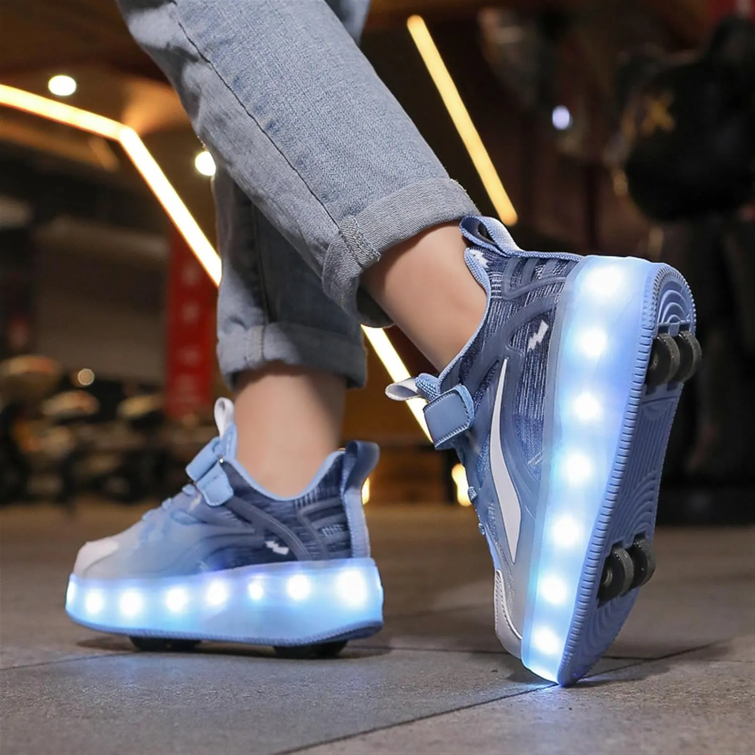 LED Roller Shoes for Kids ?C USB Rechargeable Light-Up Skating Sneakers with Detachable Wheels, Unisex Trendy Cool Street Roller Skates