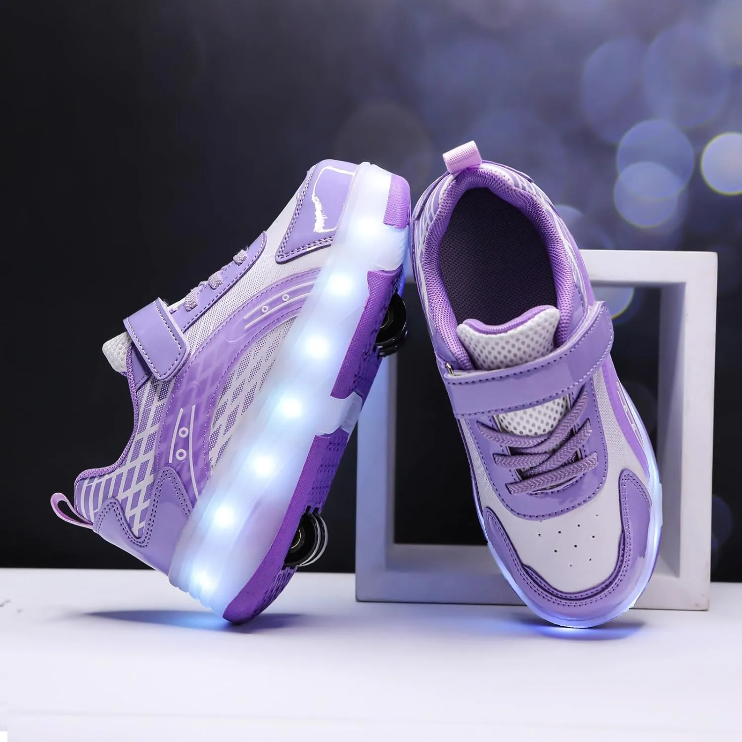 LED Roller Shoes for Kids ?C USB Rechargeable Light-Up Skating Sneakers with Detachable Wheels, Unisex Trendy Cool Street Roller Skates