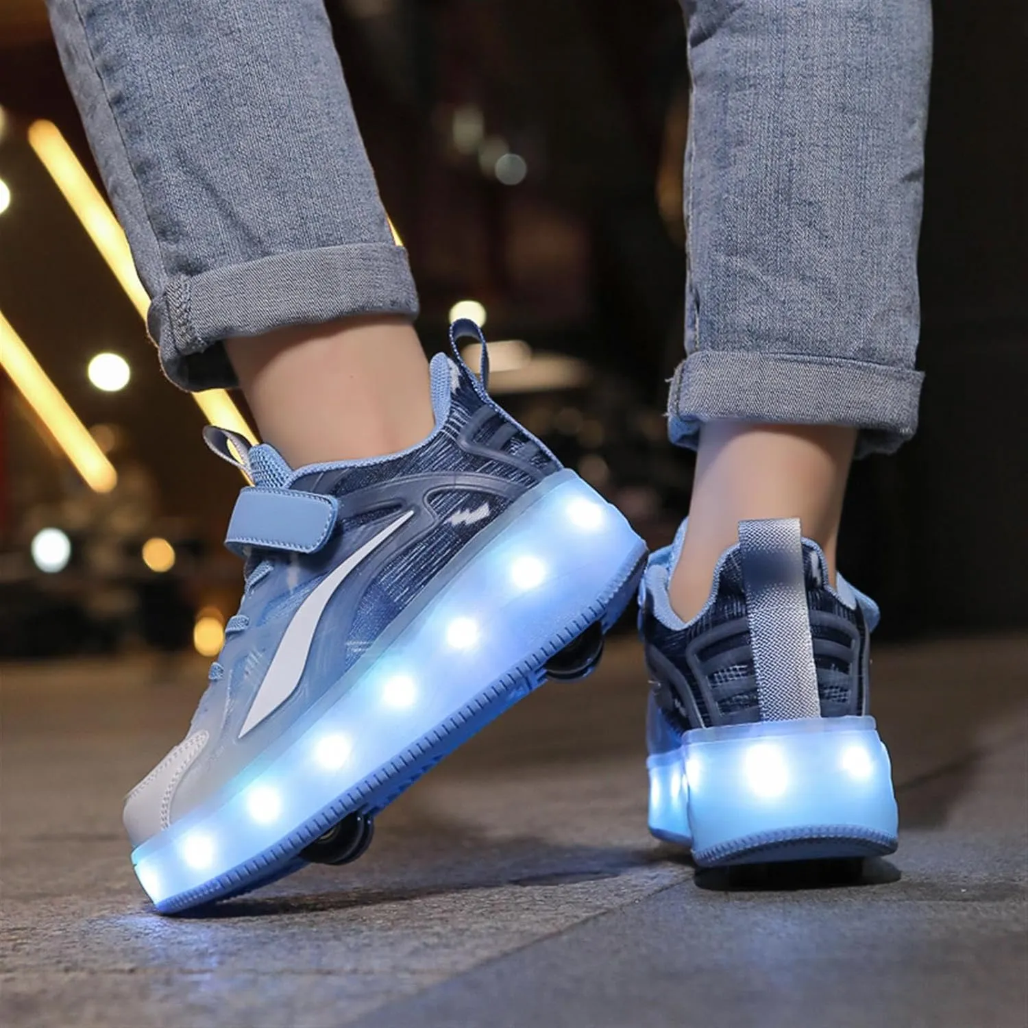 LED Roller Shoes for Kids ?C USB Rechargeable Light-Up Skating Sneakers with Detachable Wheels, Unisex Trendy Cool Street Roller Skates