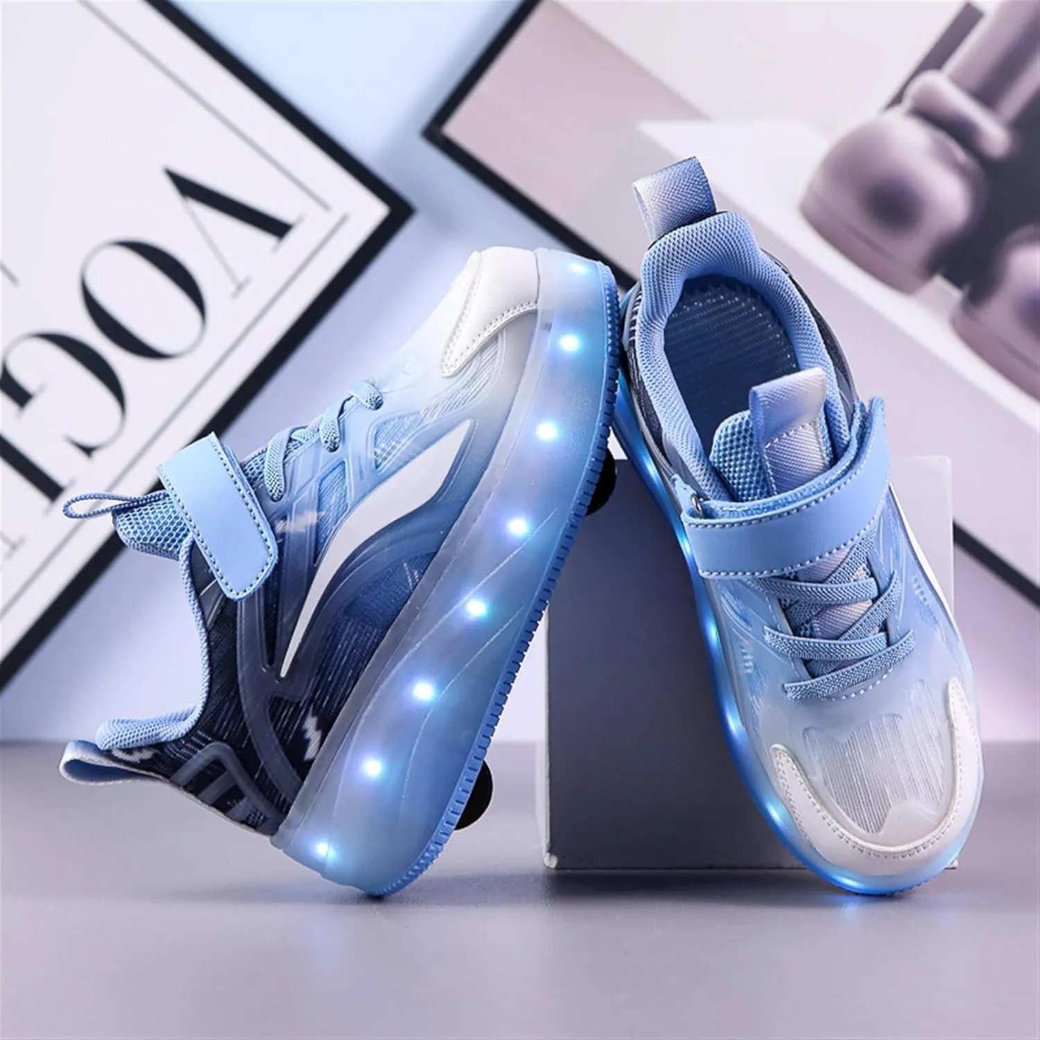 LED Roller Shoes for Kids ?C USB Rechargeable Light-Up Skating Sneakers with Detachable Wheels, Unisex Trendy Cool Street Roller Skates