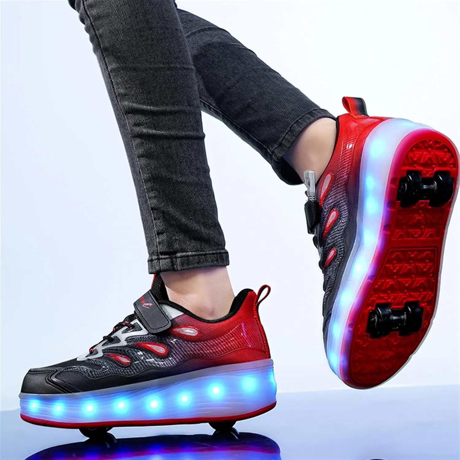 LED Roller Shoes for Kids ?C USB Rechargeable Light-Up Skating Sneakers with Detachable Wheels, Unisex Trendy Cool Street Roller Skates